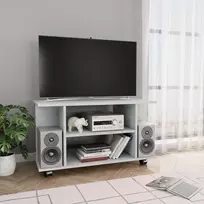 TV staliukas TV spintelė su ratukais, betono pilkos sp., 80x40x45cm, mediena