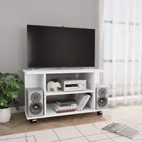 TV staliukas TV spintelė su ratukais, baltos spalvos, 80x40x45 cm, mediena