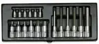 Proxxon Šešiakampių lizdų šešiakampių lizdų rinkinys 1/4 "1/2" H2-H14 trumpas ir ilgas 18vnt. (PR23100)