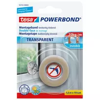Beiersdorf Tesa Powerbond tvirtinimo juosta skaidri 1,5 m 19 mm