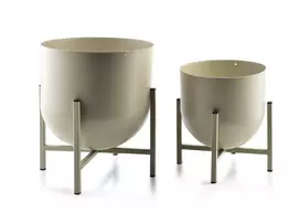 Mondeks Swen metaliniai vazonai su stovais 2vnt(24xh26/18,5xh21cm),smėlio spalvos