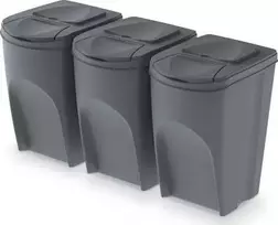 Prosperplast Sortibox rūšiavimo šiukšliadėžė 3 x 35 l, pilka (IKWB35S3-405U)