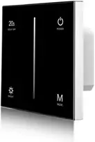 Lietimui jautrus šviesos intensyvumo reguliatorius, juodas, valdymas TRIAC + RF 2.4GHz, 1 kanalo išėjimas.