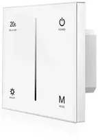 Lietimui jautrus šviesos intensyvumo reguliatorius, baltas, valdymas TRIAC + RF 2.4GHz, 1 kanalo išėjimas.