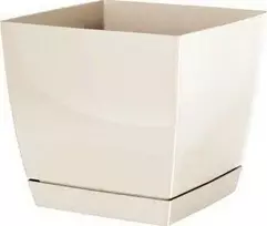 Prosperplast Dekoratyvinis gėlių vazonas su padėklu Coubi Square P 21x21x19.2cm plastikinis/švies.rudas