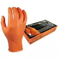 Vienkartinės nitrilinės pirštinės M-Safe Grippaz 246OR, 50 vnt dėžėje, 0,15mm storis, oranžinės, 10/XL