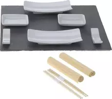 Excellent Houseware Sushi rinkinys 13 vnt. porceliano, bambuko ir akmens
