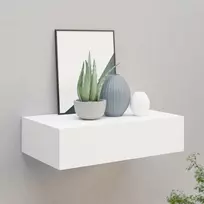 Sieninė lentyna su stalčiumi, balta, 40x23,5x10cm, MDF