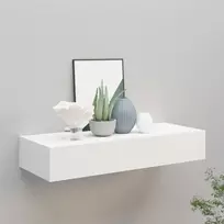 Sieninė lentyna su stalčiumi, baltos spalvos, 60x23,5x10cm, MDF