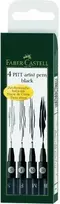 Rašikliai piešimui Faber-Castell PITT, S, F, M, B, 4vnt., juodos spalvos