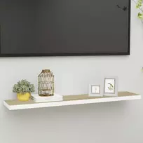 Pakabinama sieninė lentyna, ąžuolo/balta, 120x23,5x3,8cm, MDF