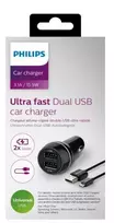 Įkroviklis automobilinis Philips (2xUSB 3.1A) juodas