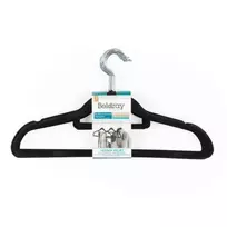 Aksomo efekto drabužių pakabos Beldray, 10 vnt., 0,6 × 22,5 × 42 cm, juodos