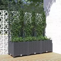 Sodo lovelis su treliažu, tamsiai pilkas, 120x40x136cm, PP