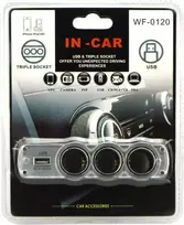 Blow Automobilinio žiebtuvėlio skirstytuvas 1x kištukas 3x lizdas + 2xUSB CS-43