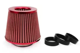 Kūginis oro filtras automobiliui, universalus, raudonas, su 3 adapteriais, AMIO-01042