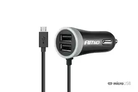 Amio Automobilinis įkroviklis PCH PRO-01 microUSB+2xUSB 2.4A 12/24V