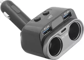 LTC Lengvesnis automobilio lizdas + 2xUSB 2.4A + tipo -C greito įkrovimo lizdas