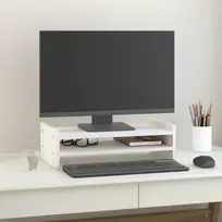 Laikiklis Monitoriaus stovas, baltas, 50x27x15cm, pušies medienos masyvas
