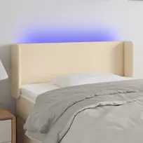 Galvūgalis su LED, kreminės spalvos, 93x16x78/88cm, audinys