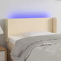 Galvūgalis su LED, kreminės spalvos, 83x16x78/88cm, audinys