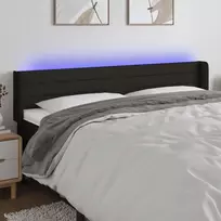 Galvūgalis su LED, juodos spalvos, 183x16x78/88cm, audinys