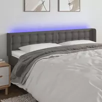 Galvūgalis su LED, pilkos spalvos, 203x16x78/88cm, dirbtinė oda