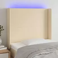 Galvūgalis su LED, kreminės spalvos, 103x16x118/128cm, audinys