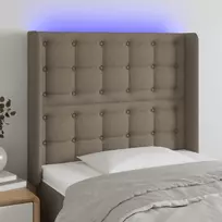 Galvūgalis su LED, taupe spalvos, 103x16x118/128cm, audinys