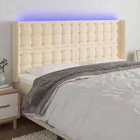 Galvūgalis su LED, kreminės spalvos, 203x16x118/128cm, audinys