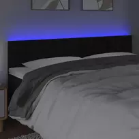 Galvūgalis su LED, juodos spalvos, 180x5x78/88cm, aksomas