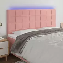 Galvūgalis su LED, rožinės spalvos, 180x5x118/128cm, aksomas