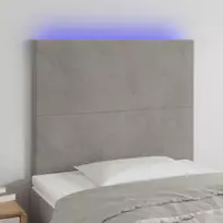 Galvūgalis su LED, šviesiai pilkas, 90x5x118/128cm, aksomas