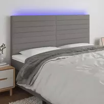 Galvūgalis su LED, tamsiai pilkas, 200x5x118/128cm, audinys