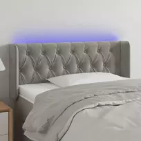 Galvūgalis su LED, šviesiai pilkas, 103x16x78/88cm, aksomas