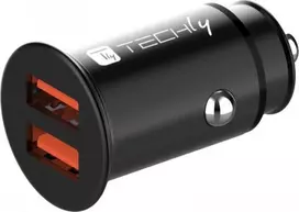 TECHLY Mini Car Charger 2 Ports USB-A Fast Charge 36W in Juodas Metal
