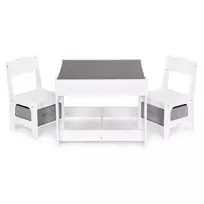 Ecotoys Medinis vaikų baldų komplektas: stalas + 2 kėdės