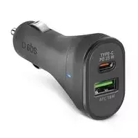 SBS TECRPD25W automobilinis įkroviklis 25W USB-A USB-C su Power Delivery – juodos spalvos