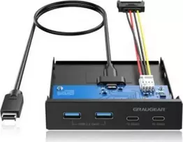 Graugear USB-HUB Multi Front Panel, USB 3.2 Gen2 Type-C mažmeninė prekyba