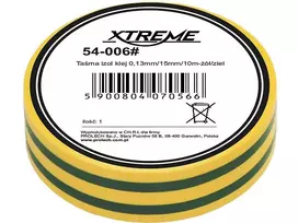 54-006# Xtreme Lipni izoliacinė juosta 0.13mm 15mm 10m - geltona / žalia