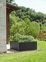 Teraplast Italija Teraplast 100x100x40cm vazonas su vandens rezervuaru Trama 003, antracito spalvos