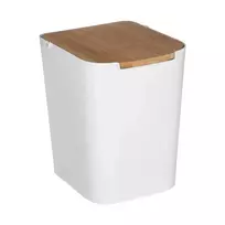 5five Simply Smart Bamboo Plastikinė šiukšlių dėžė su bambukiniu dangteliu, 5L, baltas
