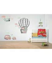 Lipdukas vaikams Automobiliai oro balione 60x120cm (PASKUTINIS)