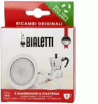 Tarpinės ir filtro plokštelė Bialetti alumo kavos virimo aparatams. 1 puodelio moka puodams