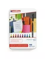 Flomasterių rinkinys Edding E-1200, 1mm, apvaliu galiuku, 10 spalvų, metalinėje dėžutėje