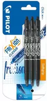 Pilot Pen Pilot FriXion Ball Clicker Tušinukai, vidutinio galiuko 0,7 mm, juoda, 3 vnt.
