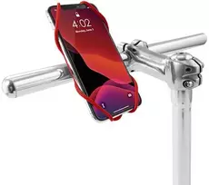 „Bone Bike Tie 3“ mobiliojo telefono laikiklis, laikiklis dviračiui, reguliuojamas dydis, raudonas, 4,7–7,2 colio, silikonas, pritvirtintas prie vairo, dalis