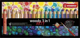 Stabilo Woody Arty kreidelės 3in1 18 spalvų + galąstuvas (381315)