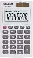 Sencor Calculator SEC 255/8, balta, kišeninis, 8 vietos, dvigubas maitinimo šaltinis
