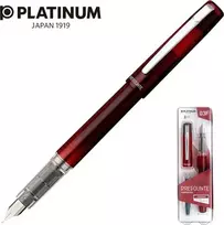 Platinum Amžinasis rašiklis Platinum Prefaunte Crimson Raudona, F, plastiko pakuotės, ant lizdinės plokštelės, Bord